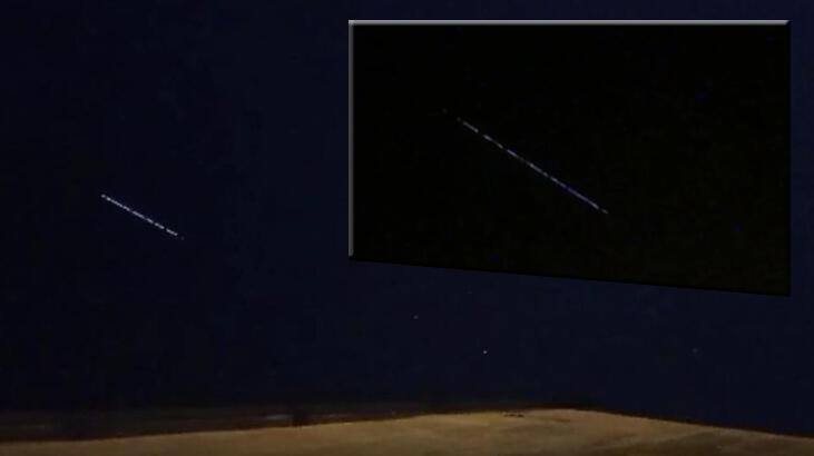 Birçok şehirde görüntülendi! Starlink uyduları tek sıra halinde geçti