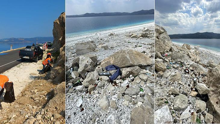 Salda Gölü’nde tepki çeken görüntü