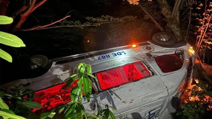 150 metre mesafeden dere yatağına yuvarlandı ağaca çarparak durdu: 6 yaralı